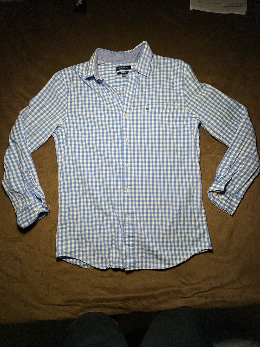 Crown & Ivy blue/white gingham button up 👔💙